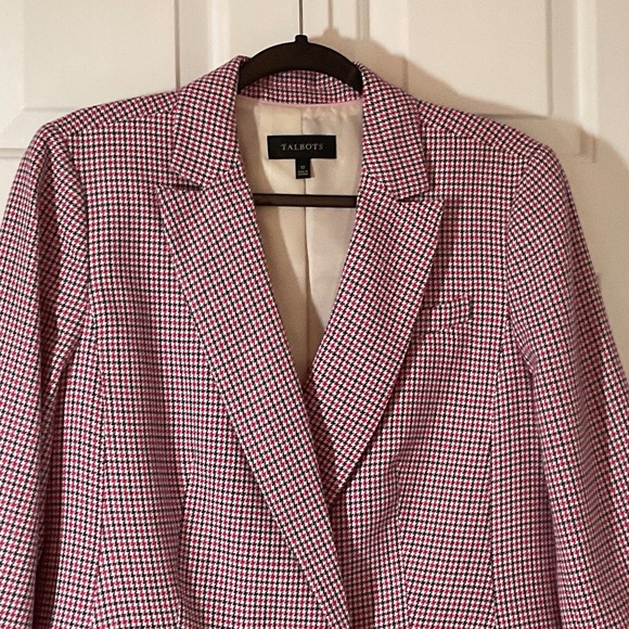 Talbots Pink, Black and Ivory Plaid Double Breasted Blazer - NWOT - Picture 5 of 15